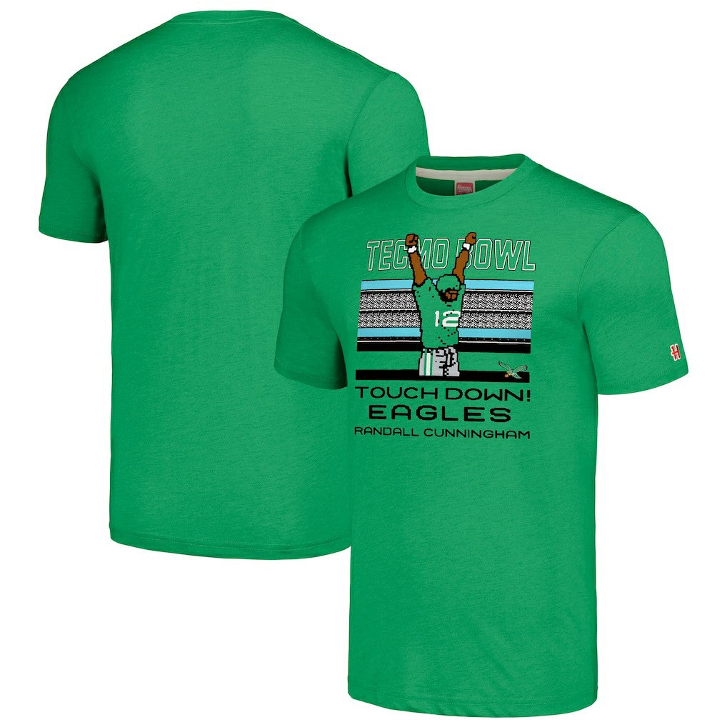 Randall Cunningham Philadelphia Eagles Homage Unisex Tecmo Bowl Retired Player Graphic Tri-Blend T-Shirt - Kelly Green on sale