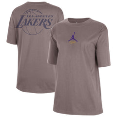 Los Angeles Lakers Jordan Brand Women's Courtside Statement Edition Boyfriend T-Shirt - Charcoal discount