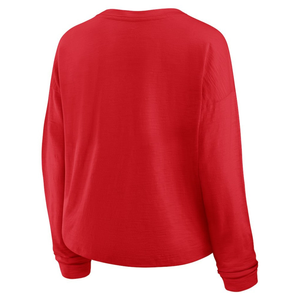Chicago Blackhawks Fanatics Women's Oversized All Out Effort Long Sleeve Henley T-Shirt Red