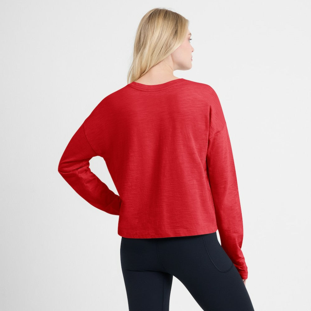 Carolina Hurricanes Fanatics Women's Oversized All Out Effort Long Sleeve Henley T-Shirt Red