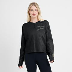 Vegas Golden Knights Fanatics Women's Oversized All Out Effort Long Sleeve Henley T-Shirt Black