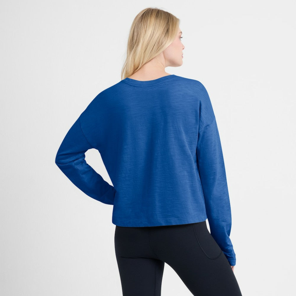 St. Louis Blues Fanatics Women's Oversized All Out Effort Long Sleeve Henley T-Shirt Blue