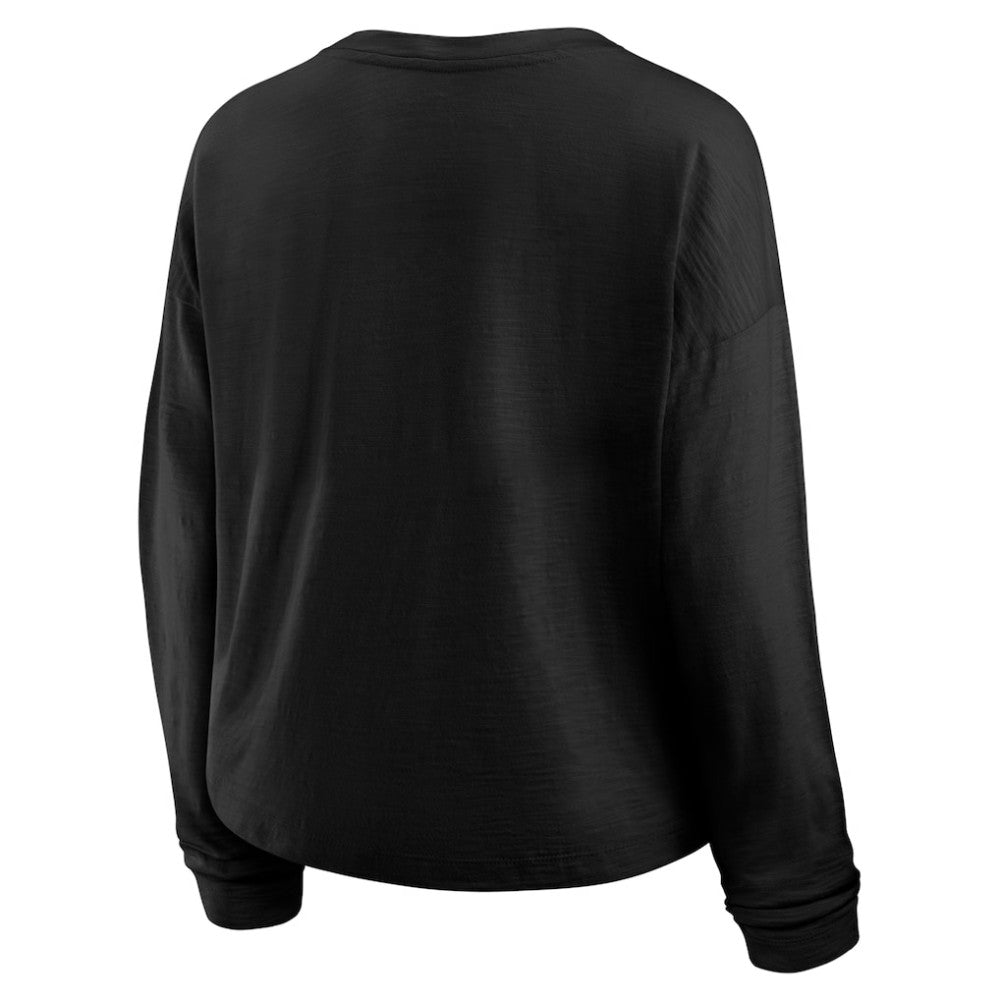Boston Bruins Fanatics Women's Oversized All Out Effort Long Sleeve Henley T-Shirt Black