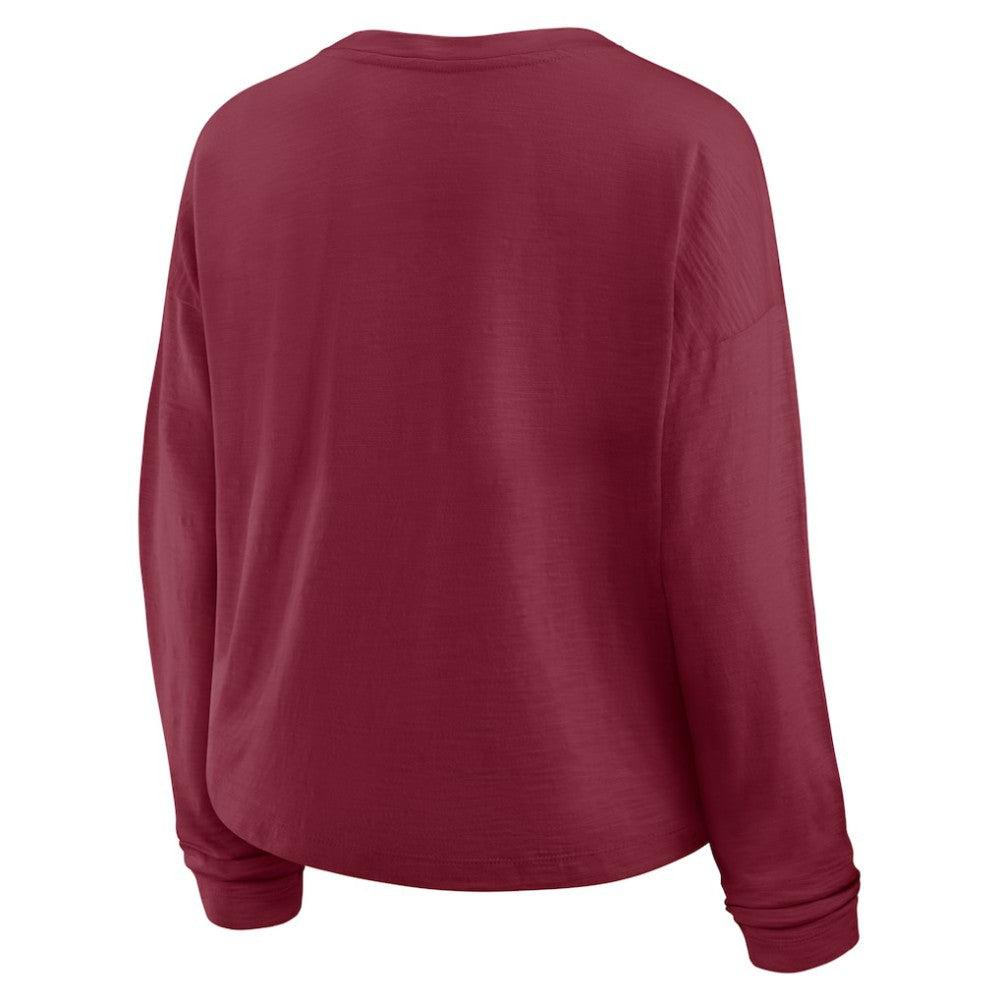 Colorado Avalanche Fanatics Women's Oversized All Out Effort Long Sleeve Henley T-Shirt Burgundy