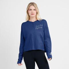 Tampa Bay Lightning Fanatics Women's Oversized All Out Effort Long Sleeve Henley T-Shirt Blue