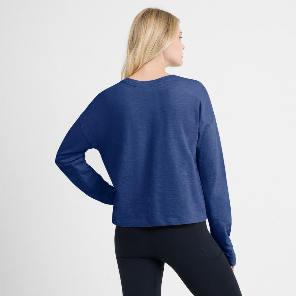 Tampa Bay Lightning Fanatics Women's Oversized All Out Effort Long Sleeve Henley T-Shirt Blue