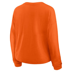 Philadelphia Flyers Fanatics Women's Oversized All Out Effort Long Sleeve Henley T-Shirt Orange