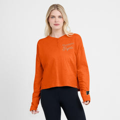 Philadelphia Flyers Fanatics Women's Oversized All Out Effort Long Sleeve Henley T-Shirt Orange