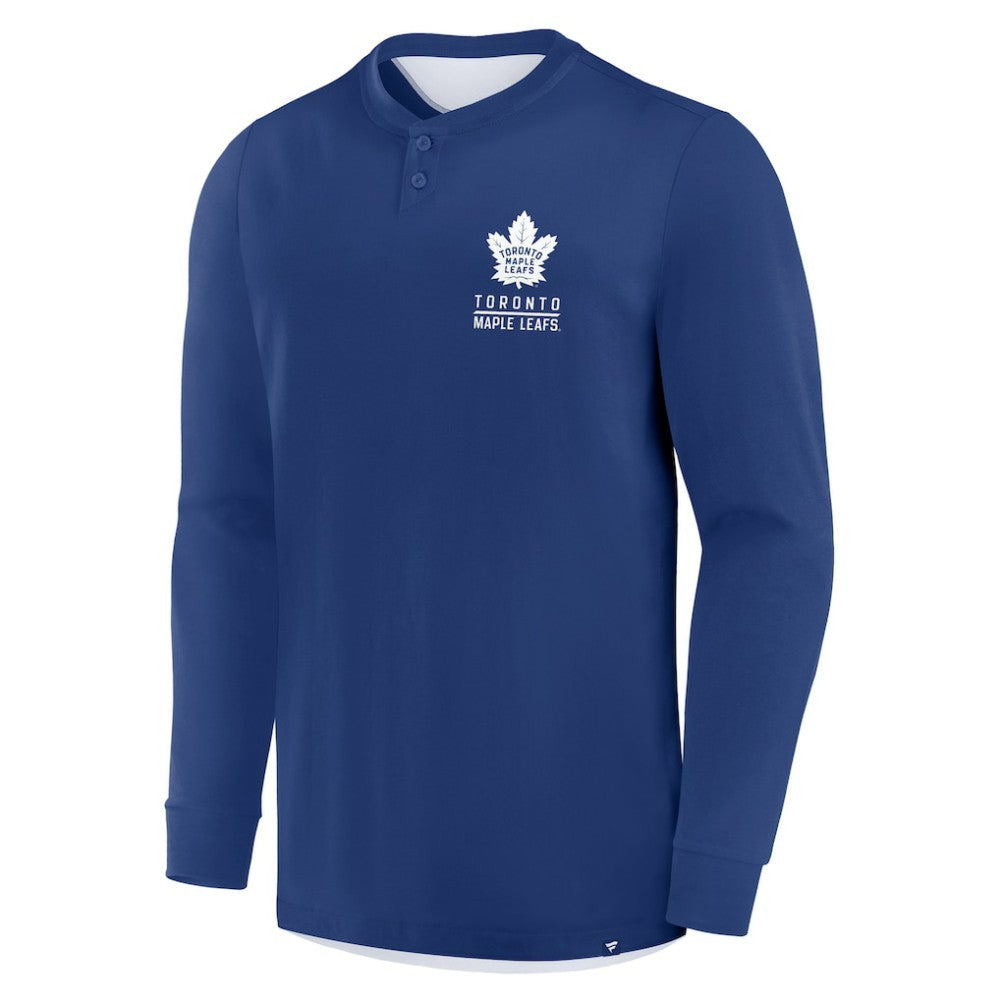 Toronto Maple Leafs Fanatics Adrenaline Push Long Sleeve Henley Shirt Blue