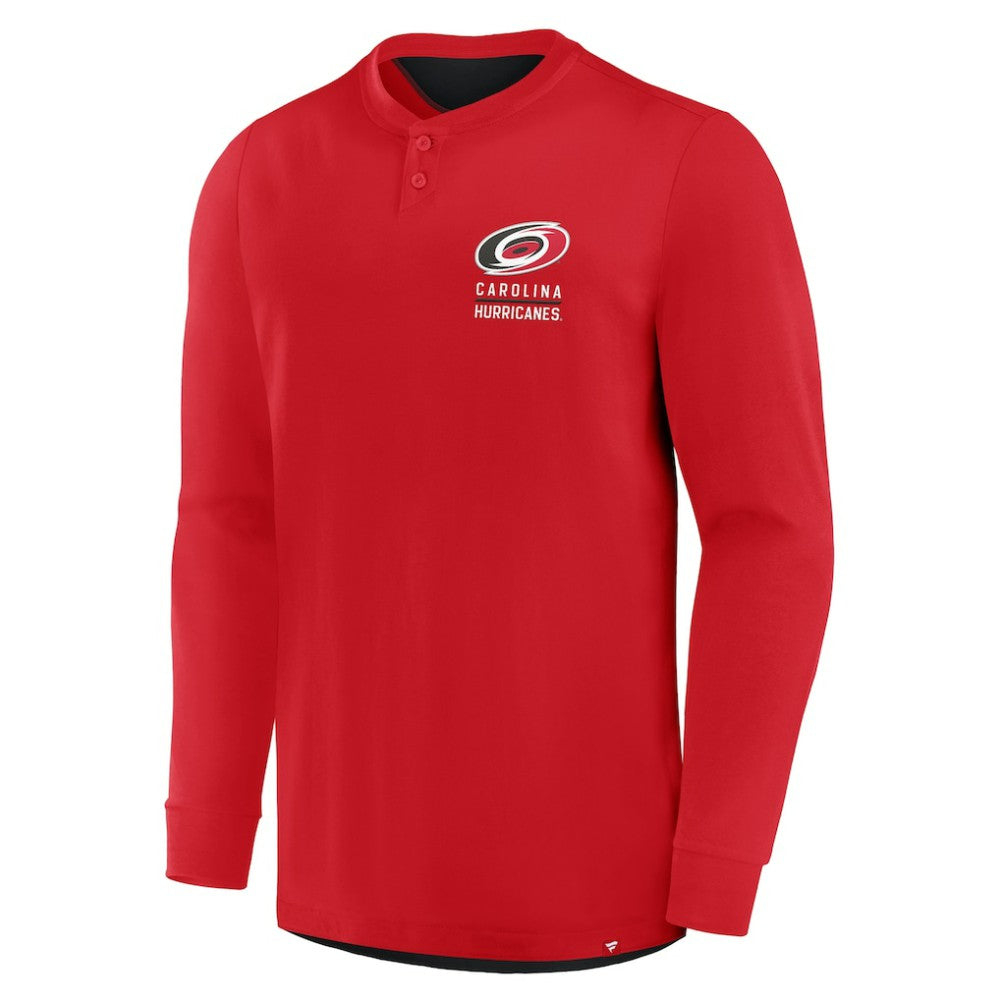Carolina Hurricanes Fanatics Adrenaline Push Long Sleeve Henley Shirt Red
