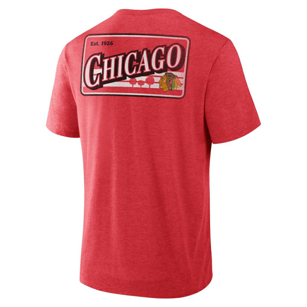Chicago Blackhawks Fanatics Fan Lanes Tri-Blend T-Shirt Heather Red