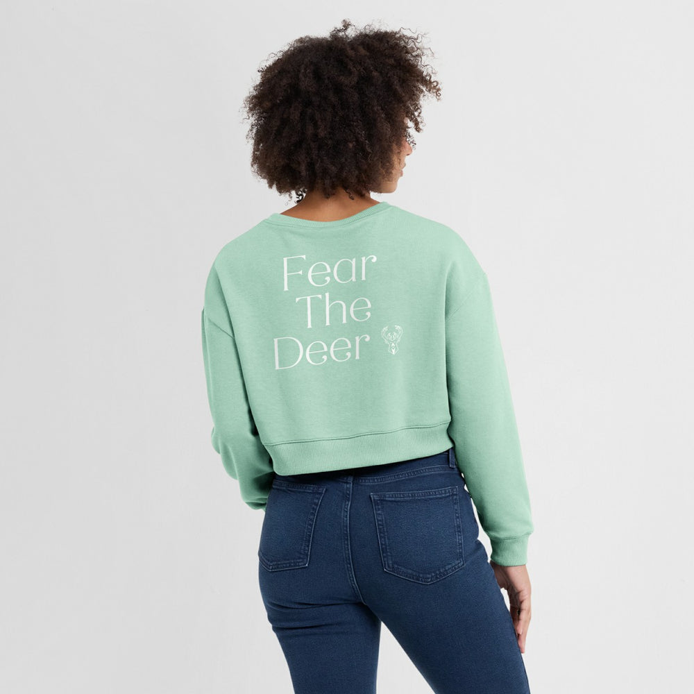 Milwaukee Bucks Women's Studio Tri-Blend Cropped Pullover Sweatshirt - Mint | Fanatics cheap