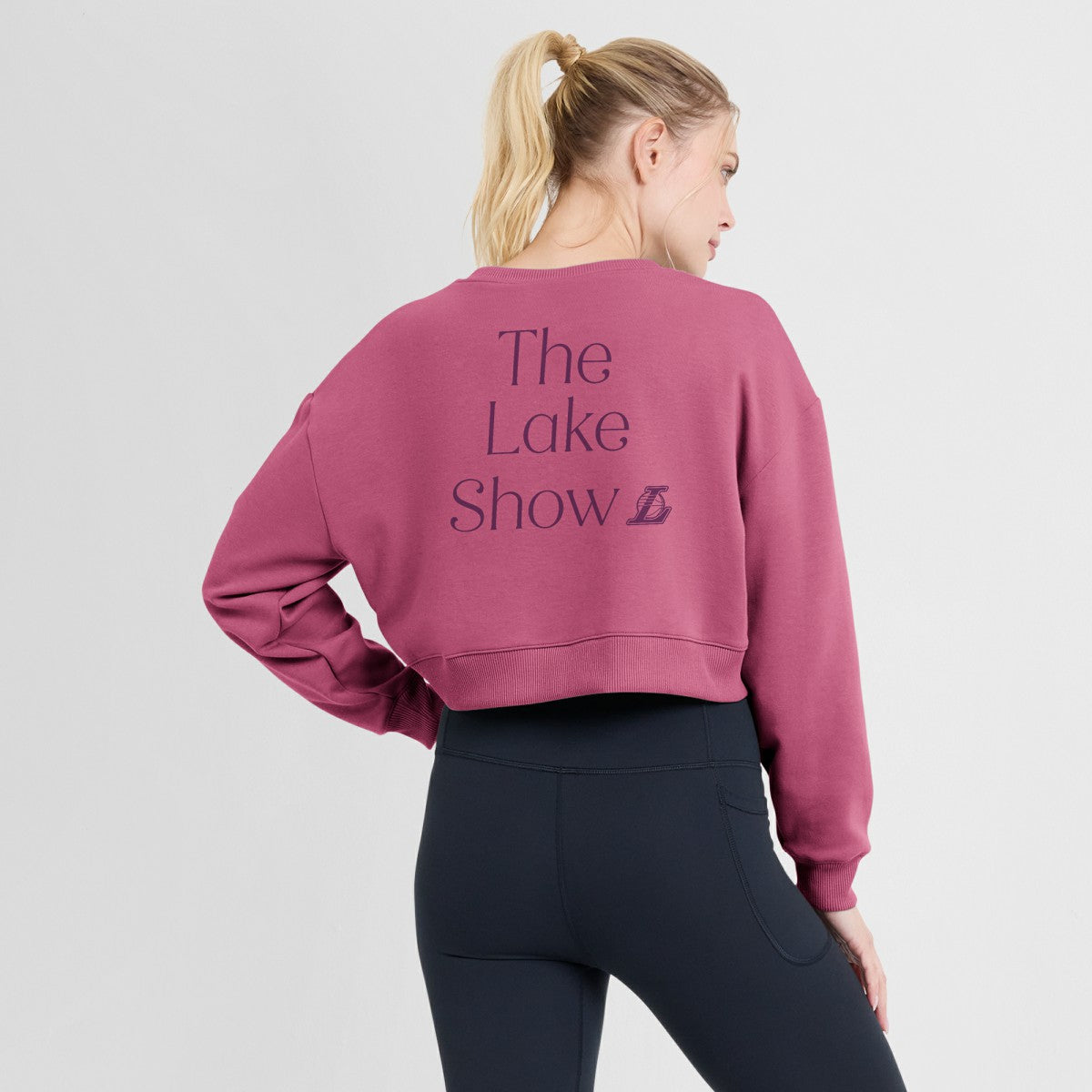 Los Angeles Lakers Women's Studio Tri-Blend Cropped Pullover Sweatshirt - Pink | Fanatics discount