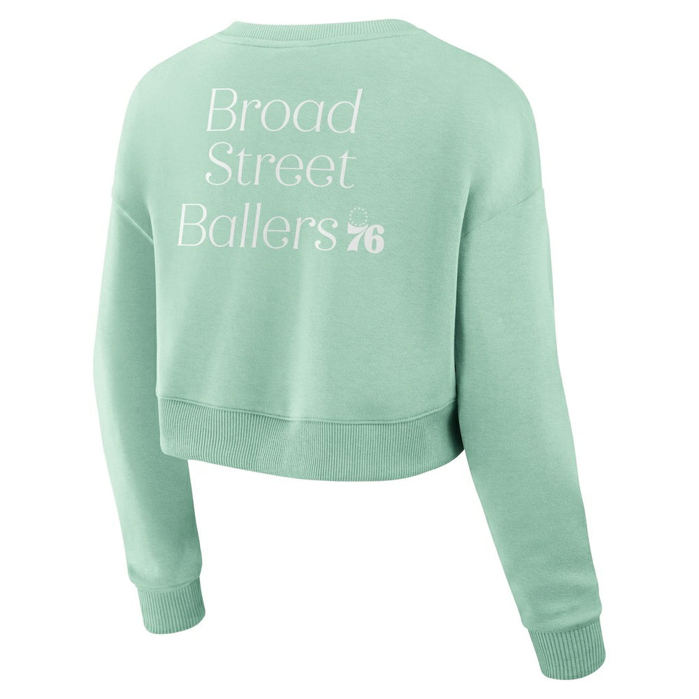 Philadelphia 76ers Women's Studio Tri-Blend Cropped Pullover Sweatshirt - Mint | Fanatics discount