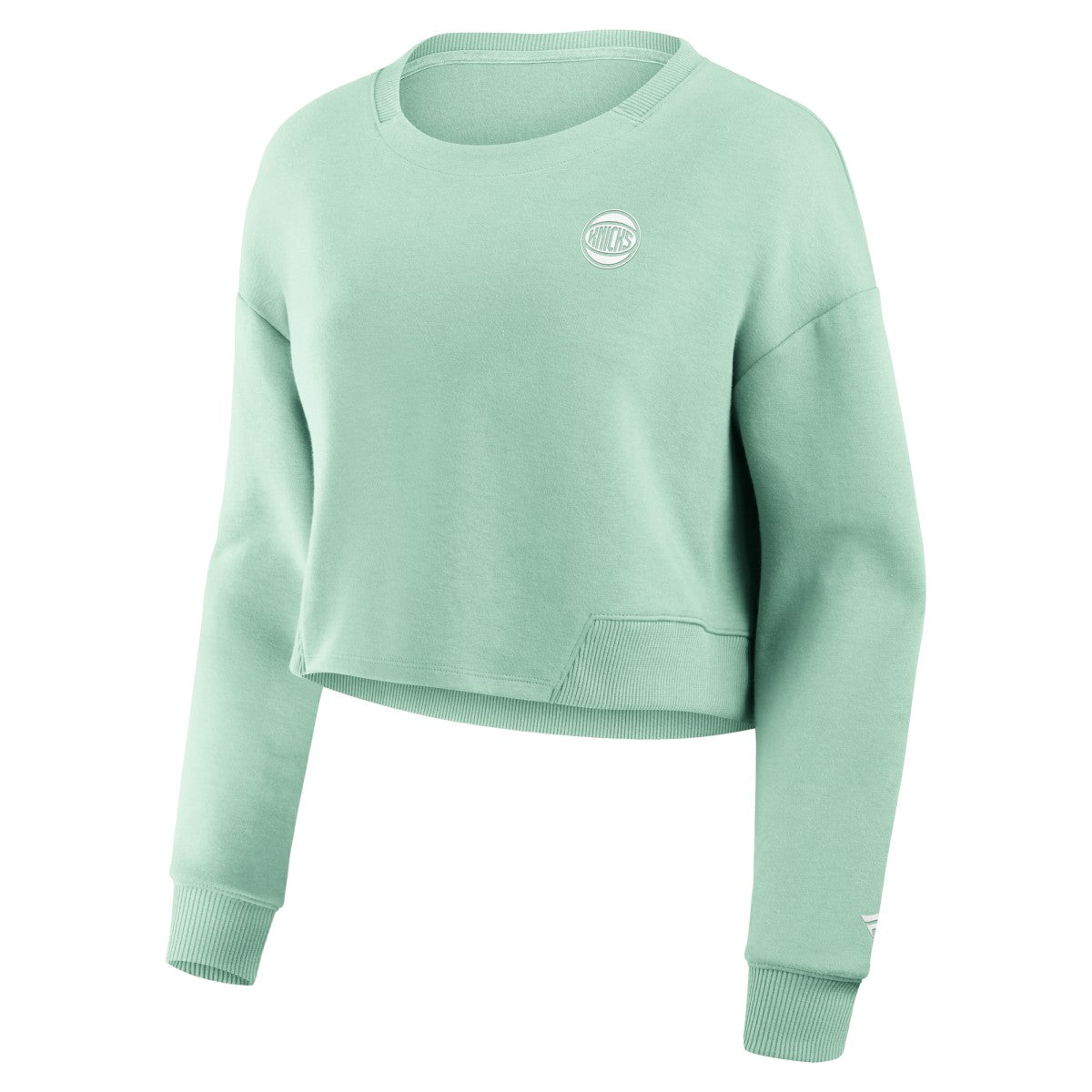 New York Knicks Women's Studio Tri-Blend Cropped Pullover Sweatshirt - Mint | Fanatics discount
