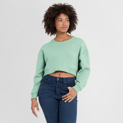 New York Knicks Women's Studio Tri-Blend Cropped Pullover Sweatshirt - Mint | Fanatics discount
