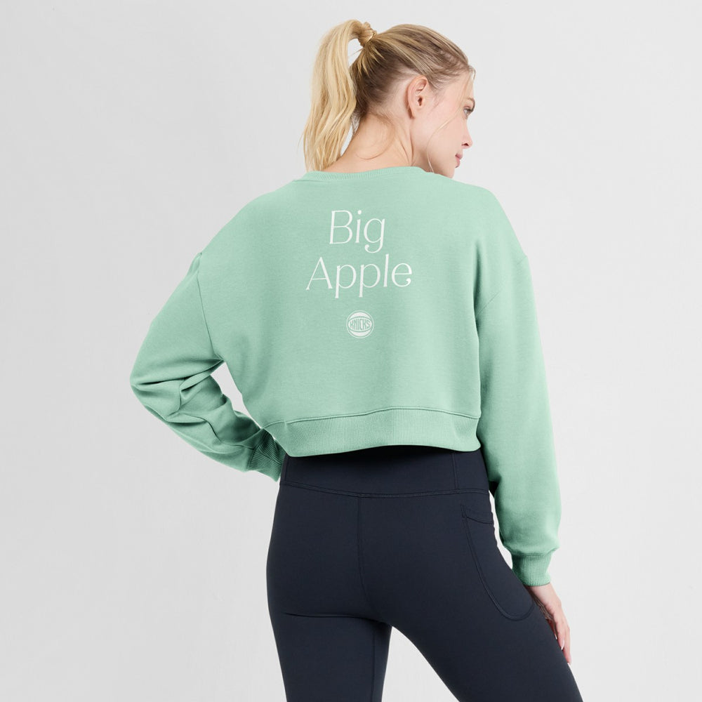 New York Knicks Women's Studio Tri-Blend Cropped Pullover Sweatshirt - Mint | Fanatics discount
