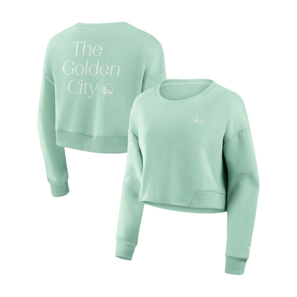 Golden State Warriors Women's Studio Tri-Blend Cropped Pullover Sweatshirt sale - Mint | Fanatics shop