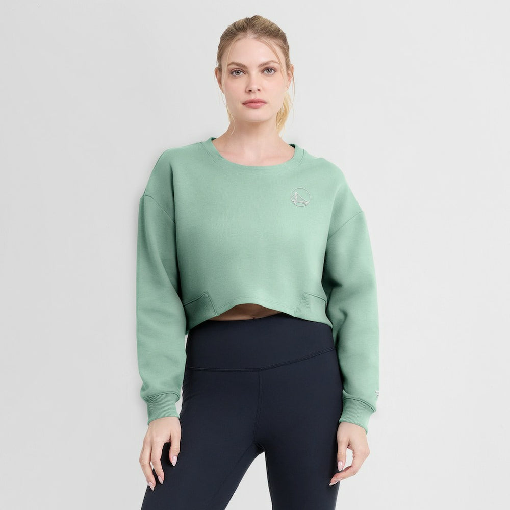 Golden State Warriors Women's Studio Tri-Blend Cropped Pullover Sweatshirt sale - Mint | Fanatics shop