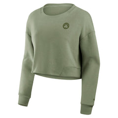 Boston Celtics Women's Studio Tri-Blend Cropped Pullover Sweatshirt - Olive | Fanatics discount