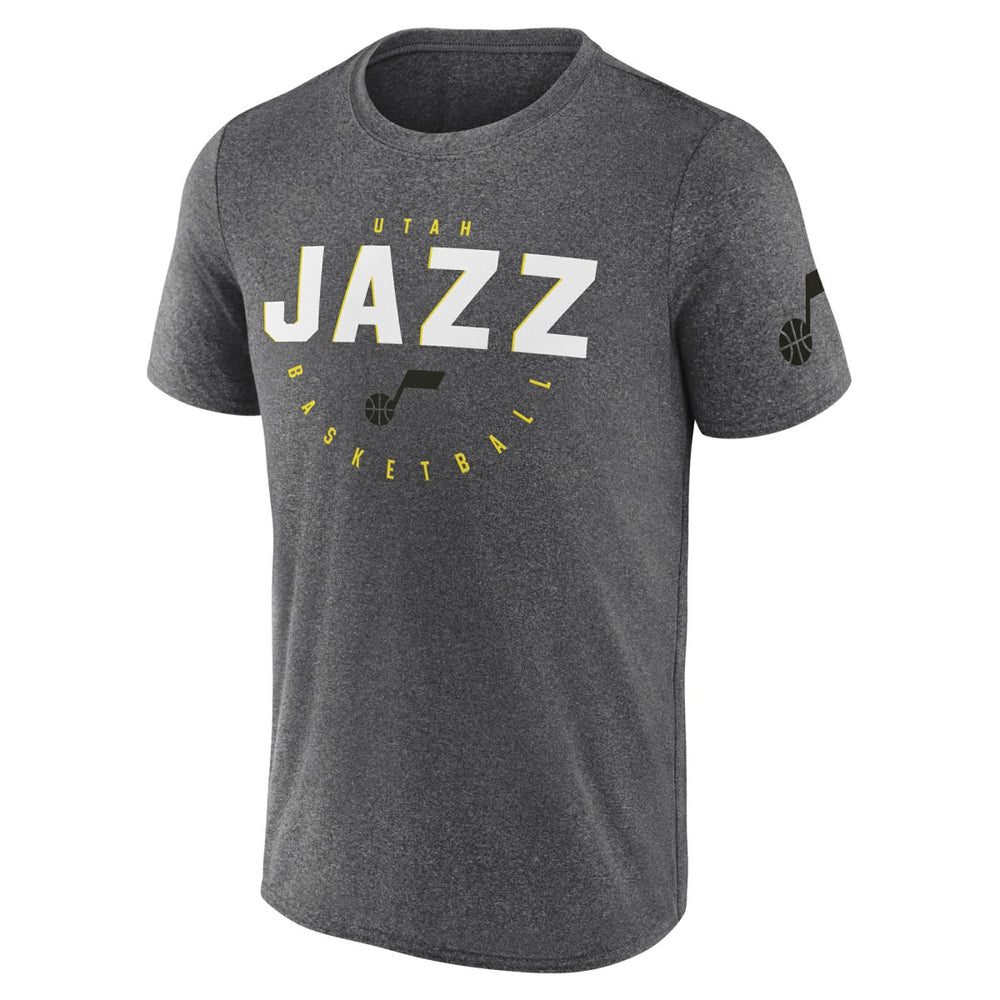 Utah Jazz Logo Athletic Block Practice Performance T-Shirt - Heather Charcoal on sale