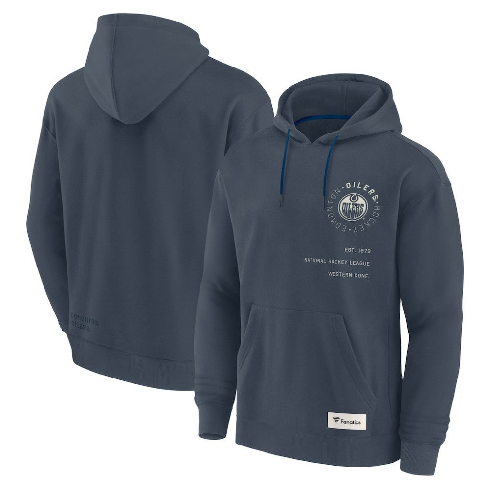 Edmonton Oilers Fanatics Future Ground Info Pullover Hoodie Navy