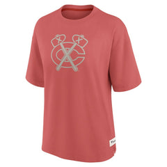 Chicago Blackhawks Fanatics Women's Oversized Elements Raw Edge Future Ground T-Shirt Red