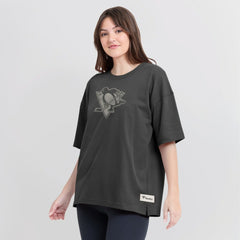 Pittsburgh Penguins Fanatics Women's Oversized Elements Raw Edge Future Ground T-Shirt Charcoal
