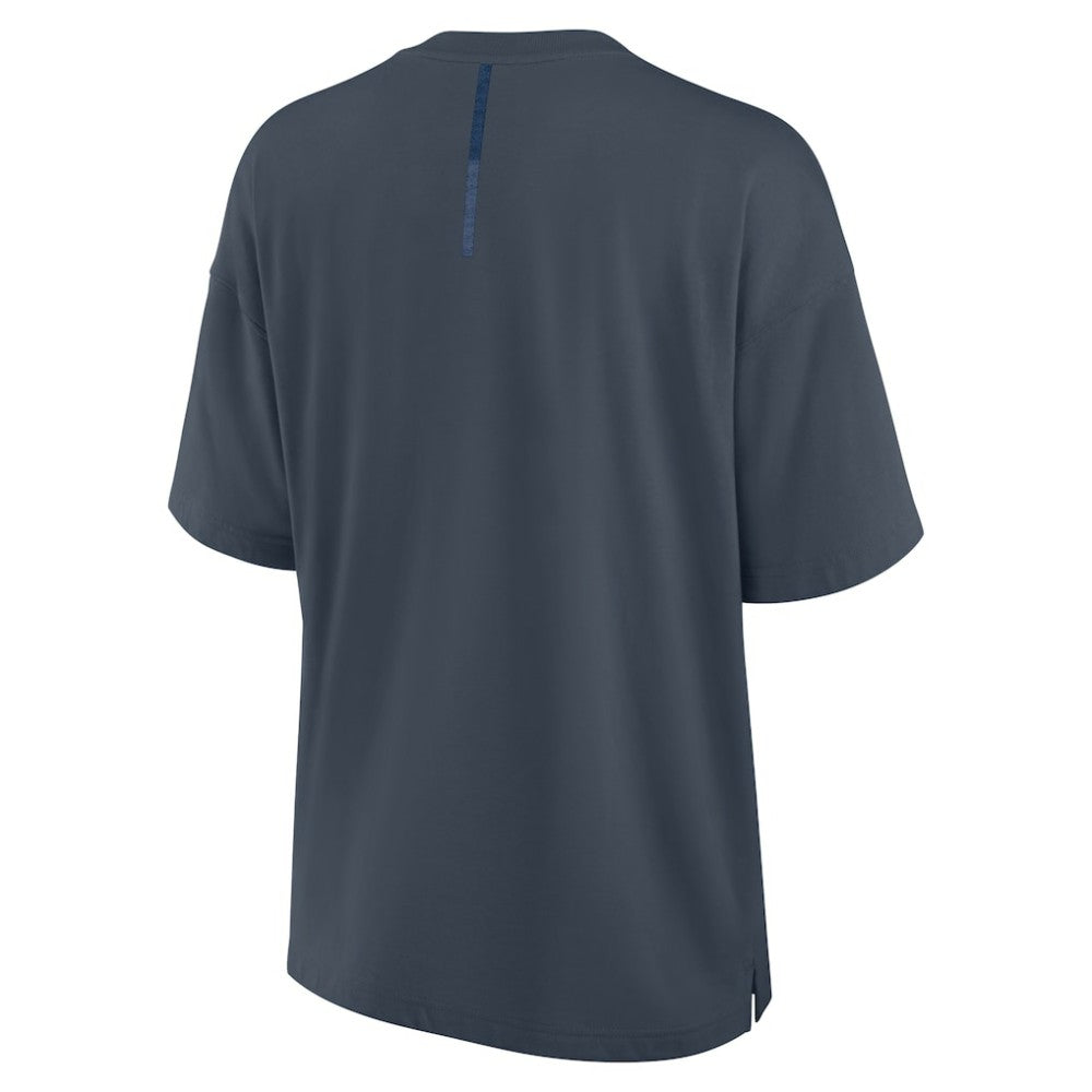 Seattle Kraken Fanatics Women's Oversized Elements Raw Edge Future Ground T-Shirt Blue