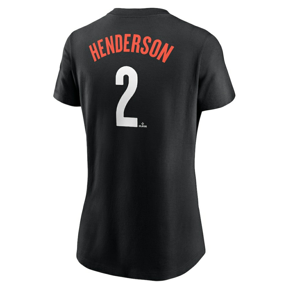Gunnar Henderson Baltimore Orioles Women's 2024 City Connect Fuse Player Name & Number T-Shirt - Black | Nike