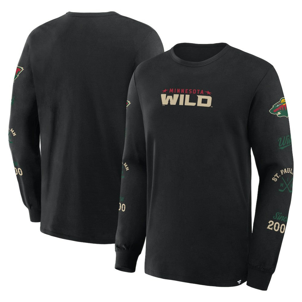 Minnesota Wild Fanatics Boxed In Legacy Long Sleeve T-Shirt Black