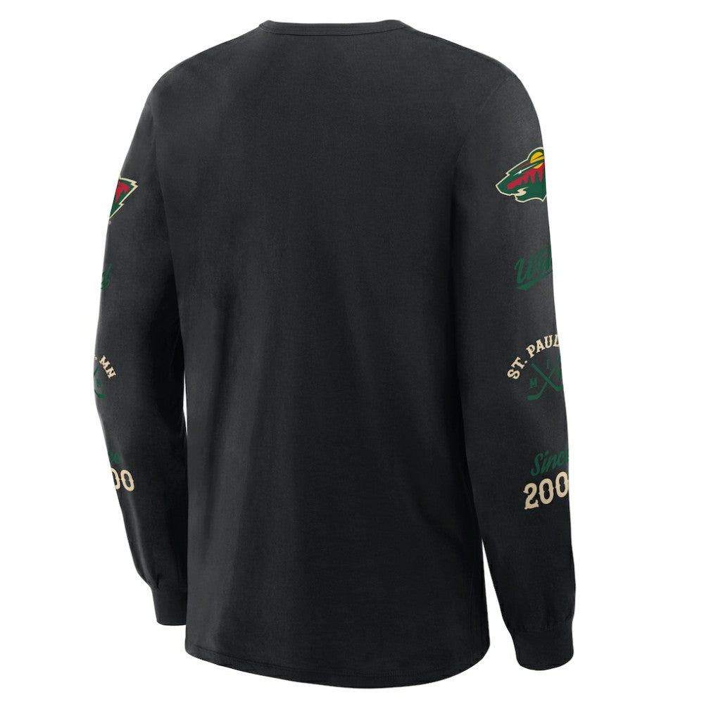 Minnesota Wild Fanatics Boxed In Legacy Long Sleeve T-Shirt Black