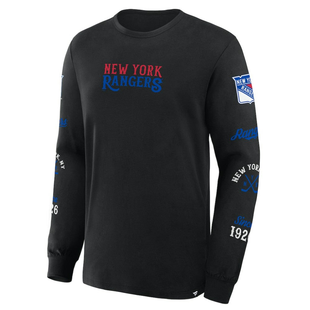 New York Rangers Fanatics Boxed In Legacy Long Sleeve T-Shirt Black