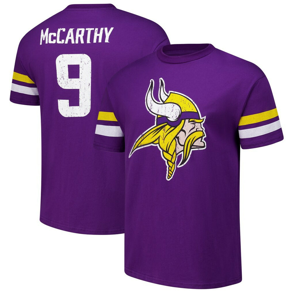 J.J. McCarthy Minnesota Vikings Majestic Threads Name & Number Oversized Fit T-Shirt - Purple for sale