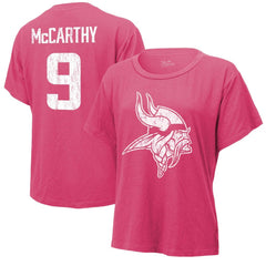 J.J. McCarthy Minnesota Vikings Majestic Threads Women's Name & Number T-Shirt - Pink for sale