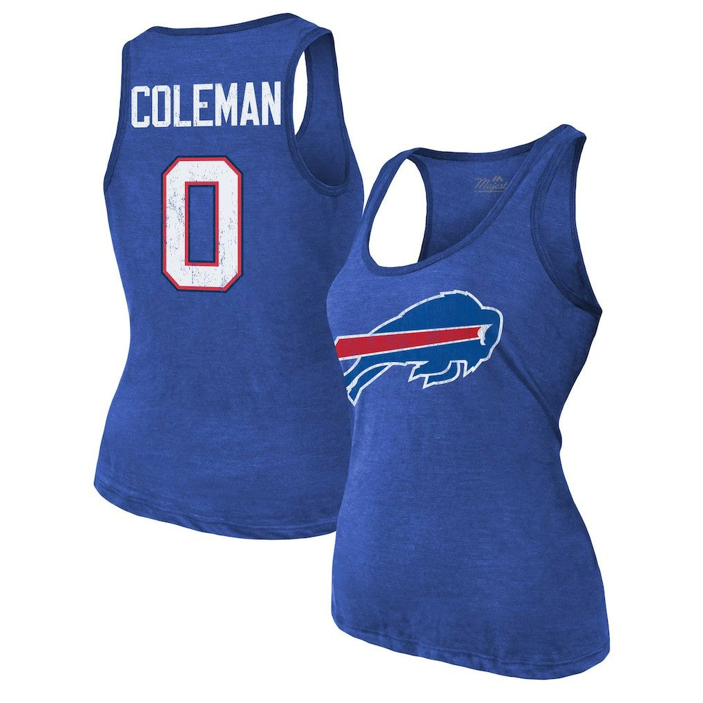 Keon Coleman Buffalo Bills Majestic Threads Women's Name & Number Tri-Blend Scoop Neck Tank Top - Royal outlet