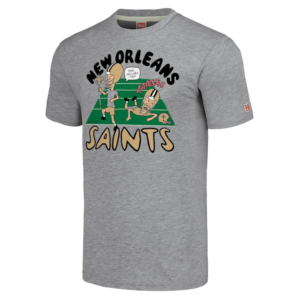 New Orleans Saints NFL x Homage x Beavis and Butt-Head Unisex Tri-Blend T-Shirt – Gray cheap