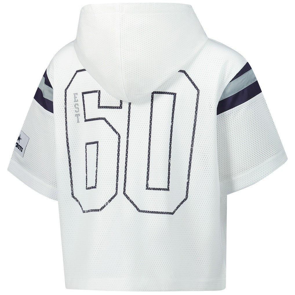 Dallas Cowboys The Wild Collective Women's Mesh Short Sleeve Hoodie T-Shirt - White cheap