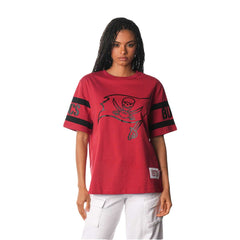Tampa Bay Buccaneers The Wild Collective Women's Drop Shoulder T-Shirt - Red sale