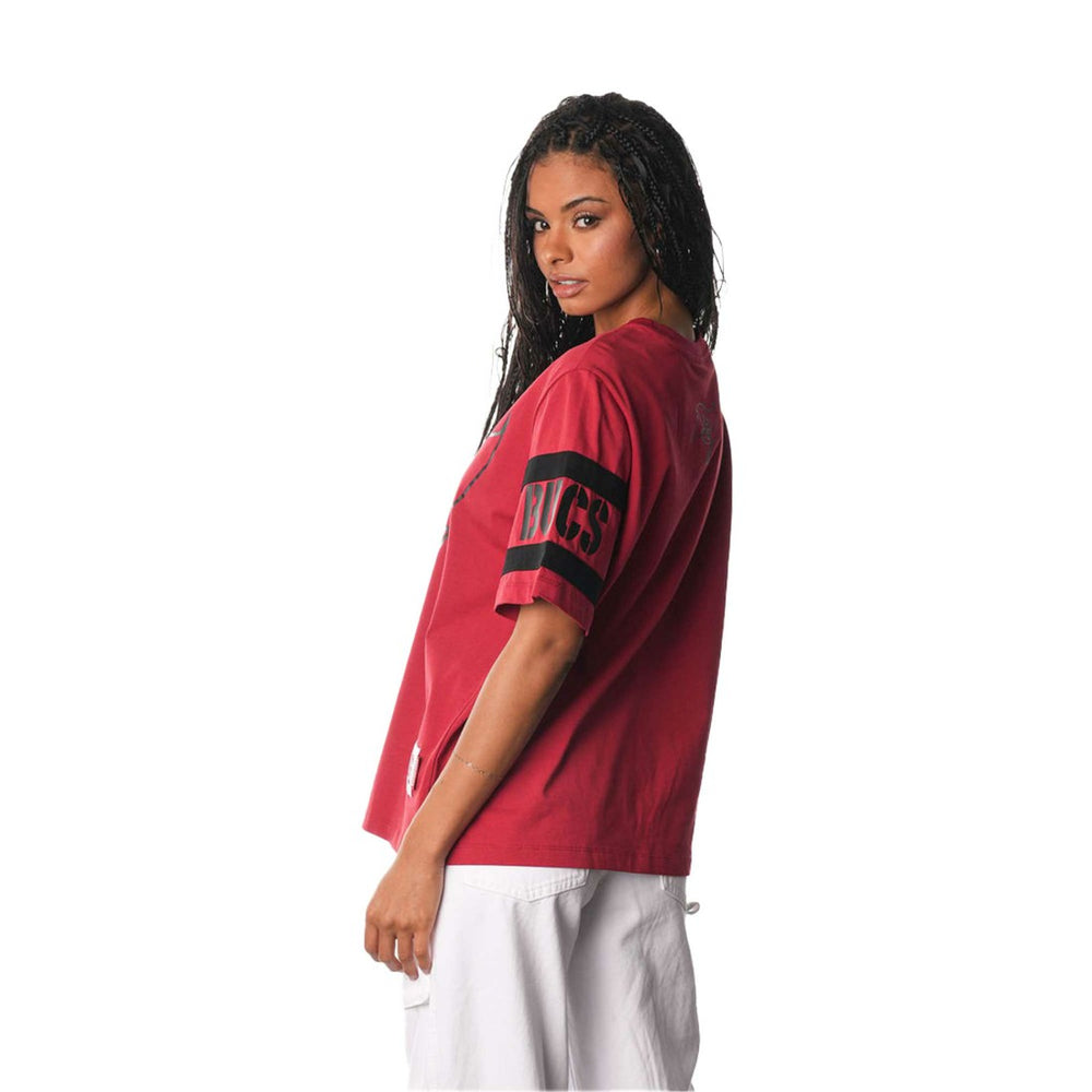 Tampa Bay Buccaneers The Wild Collective Women's Drop Shoulder T-Shirt - Red sale