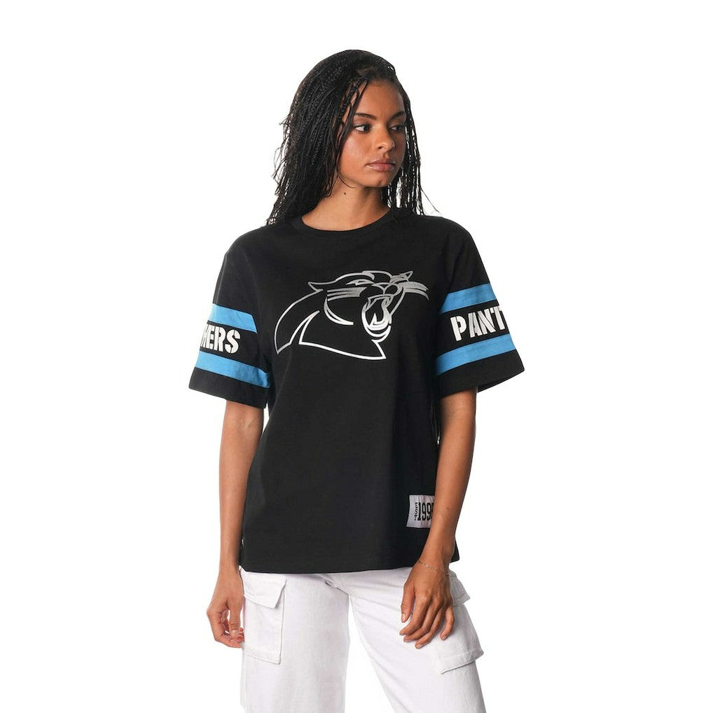 Carolina Panthers The Wild Collective Women's Drop Shoulder T-Shirt - Black on sale