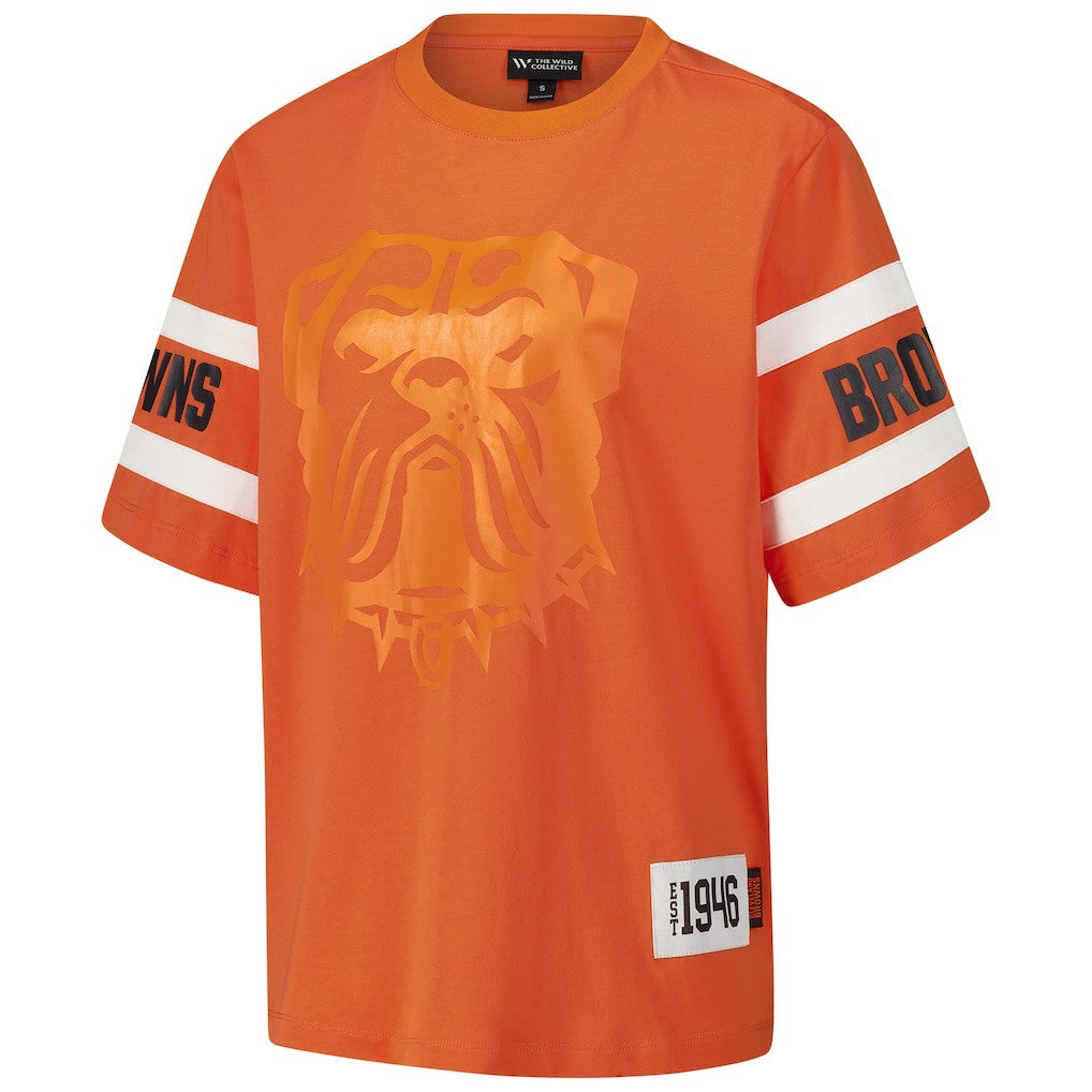 Cleveland Browns The Wild Collective Women's Drop Shoulder T-Shirt - Orange online