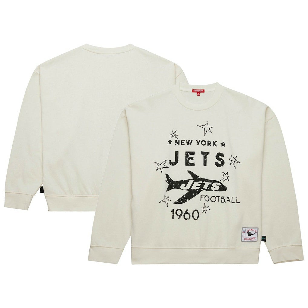 New York Jets Women's Throwback Logo 3.0 Pullover Sweatshirt - Cream discount
