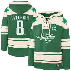 Alexander Ovechkin Washington Capitals '47 St. Patrick's Day Player Name & Number Lacer Pullover Hoodie Kelly Green