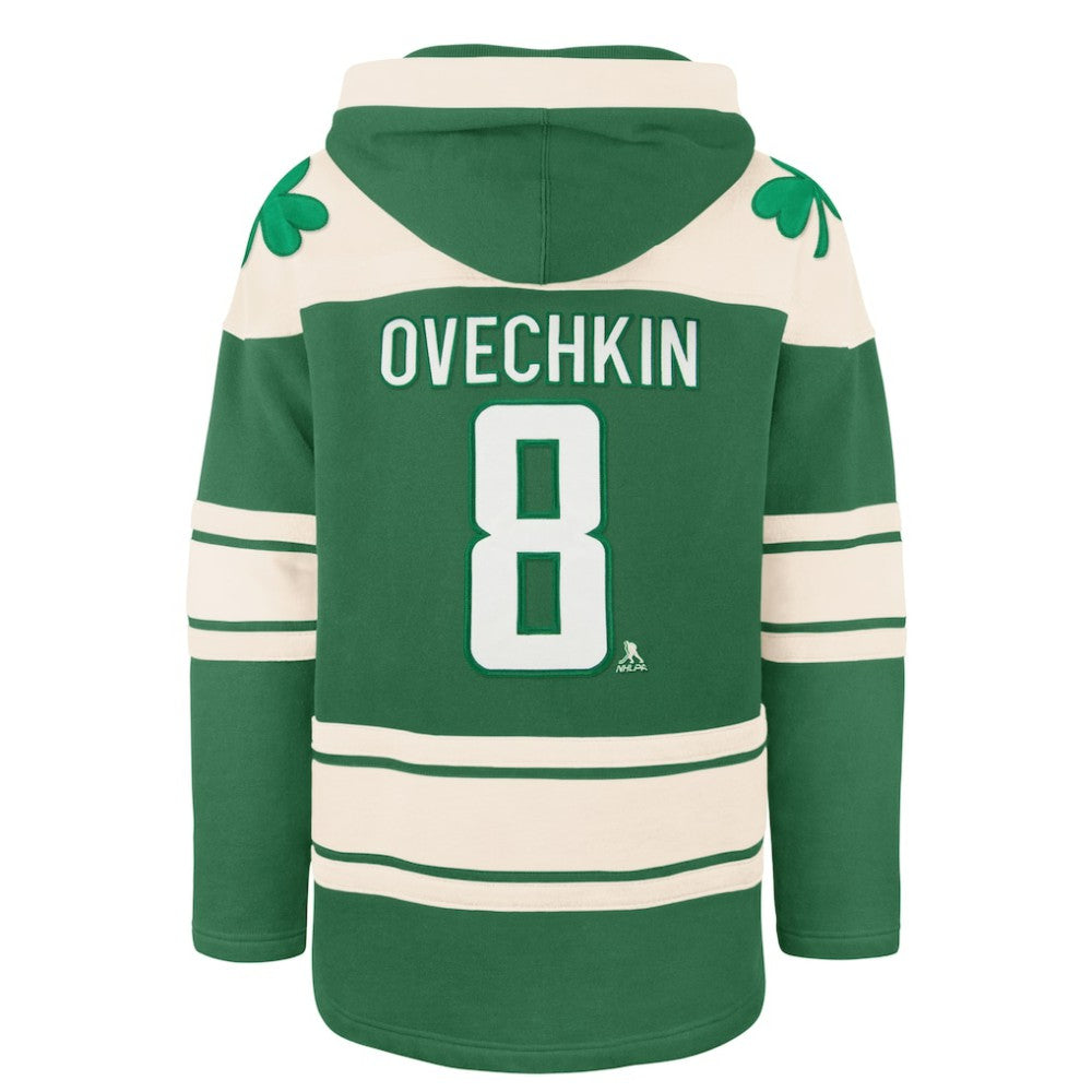 Alexander Ovechkin Washington Capitals '47 St. Patrick's Day Player Name & Number Lacer Pullover Hoodie Kelly Green
