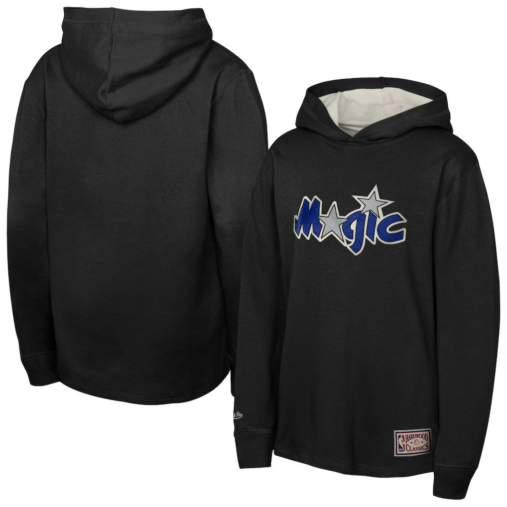 Orlando Magic Youth Hardwood Classics Lightweight Thermal Long Sleeve Hoodie T-Shirt - Black | Mitchell & Ness online
