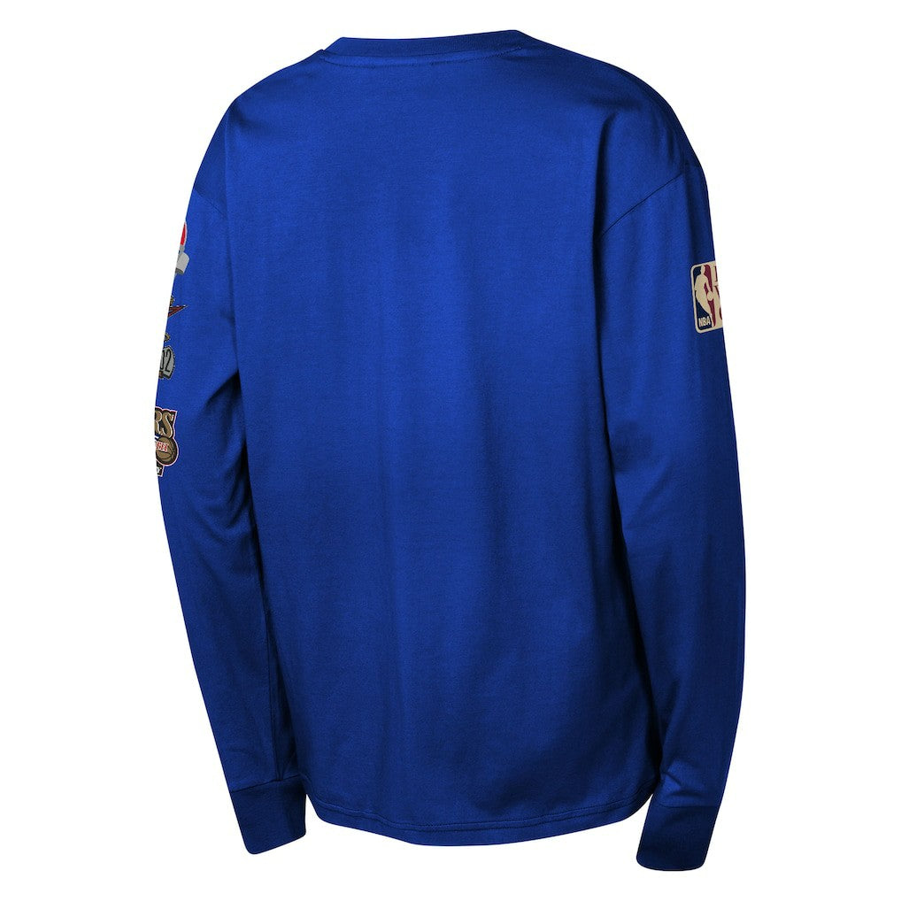 Philadelphia 76ers Youth Hardwood Classics All Over Long Sleeve T-Shirt - Royal | Mitchell & Ness sale