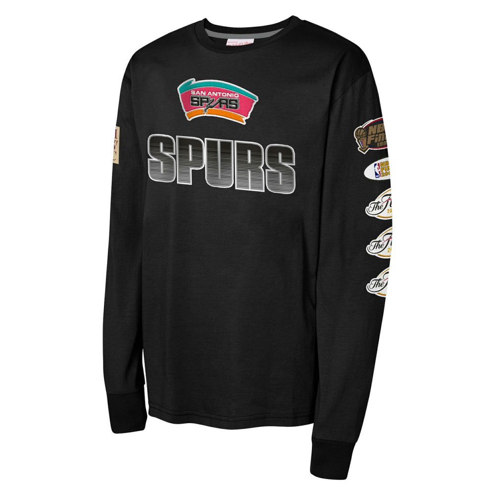 San Antonio Spurs Youth Hardwood Classics All Over Long Sleeve T-Shirt - Black | Mitchell & Ness cheap