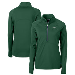 New York Jets Cutter & Buck Women's Primary Logo DryTec Adapt Eco Knit Stretch Recycled Raglan Half-Zip Top - Hunter Green cheap