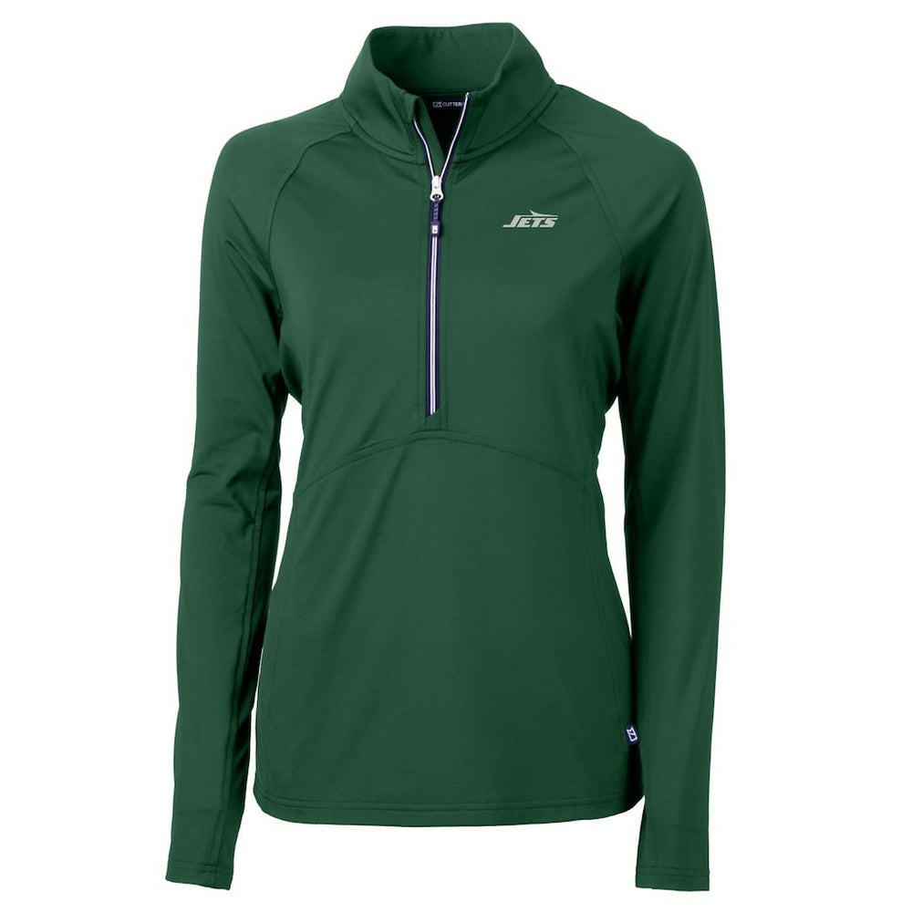 New York Jets Cutter & Buck Women's Primary Logo DryTec Adapt Eco Knit Stretch Recycled Raglan Half-Zip Top - Hunter Green cheap